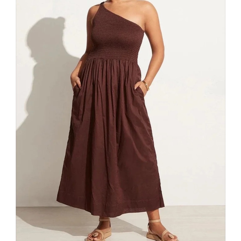 Faithfull the Brand One-Shoulder Chocolate Dress